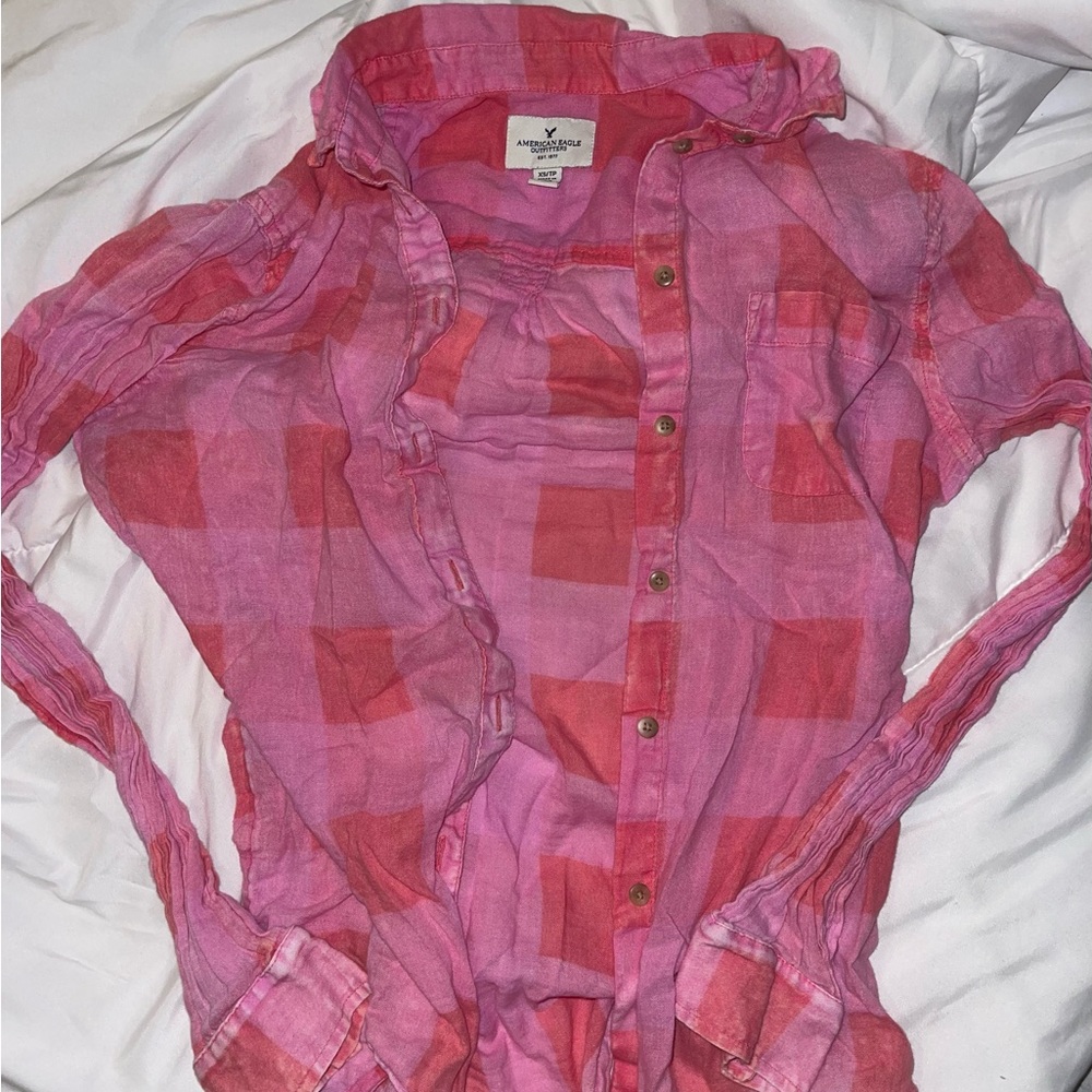 Pink Flannel Lightweight Button Down